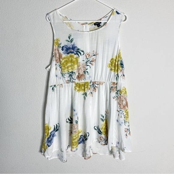 Torrid button back floral white yellow mini dress size plus 1 - Picture 1 of 5